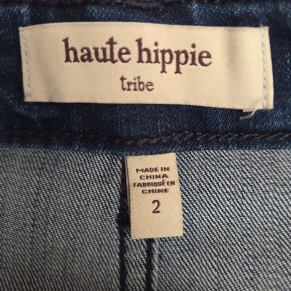 Haute Hippie Tribe Button-Front Denim Pencil Skirt Size 2 LIght Wash - Picture 9 of 13